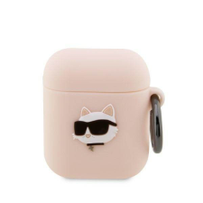 Karl Lagerfeld KLA2RUNCHP AirPods 1/2 rózsaszín szilikon tok 3D Choupette fej audió kellék