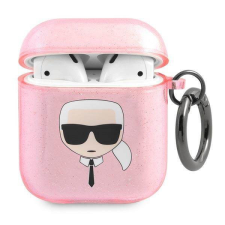 Karl Lagerfeld KLA2UKHGP AirPods rózsaszín csillogós tok Karl Lagerfeld fej fülhallgató, fejhallgató tok