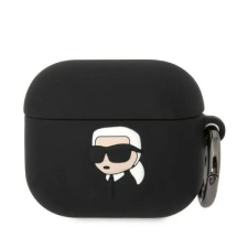 Karl Lagerfeld KLA3RUNIKK AirPods 3 fekete szilikon tok 3D Karl fej fülhallgató, fejhallgató tok