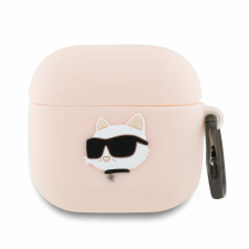 Karl Lagerfeld KLA4RUNCHP AirPods 4 tok rózsaszín szilikon Choupette Head 3D fülhallgató, fejhallgató tok