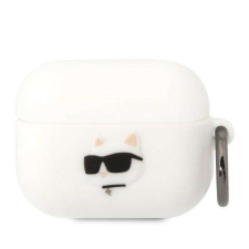 Karl Lagerfeld KLAPRUNCHH AirPods Pro tok fehér/fehér szilikon Choupette fej 3D fülhallgató, fejhallgató tok