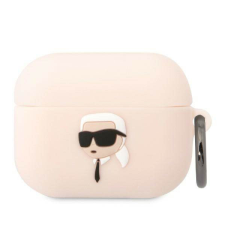 Karl Lagerfeld KLAPRUNIKP AirPods Pro rózsaszín szilikon tok 3D Karl fej fülhallgató, fejhallgató tok