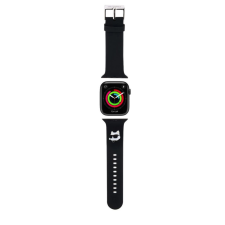 Karl Lagerfeld KLAWLSLCNK Apple Watch 42 44 45 49 mm szilikon óraszíj fekete okosóra kellék