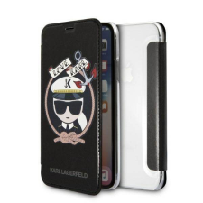 Karl Lagerfeld KLFLBKPXKSB iPhone X/Xs fekete Signature Glitter könyvtok tok és táska