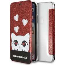 Karl Lagerfeld KLFLBKPXVDCRE iPhone X/XS Piros Valentin Könyvtok (KLD1360) tok és táska