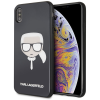 Karl Lagerfeld KLHCI65DLHBK Iconic Glitter Karl's Head tok iPhone XS Max - fekete