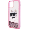 Karl Lagerfeld KLHCP12MLNCHCP iPhone 12/ 12 Pro 6,1" Rózsaszín Keménytok Glitter Choupette Fej (KLD1457)