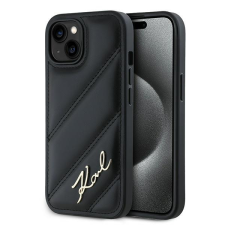 Karl Lagerfeld KLHCP13MPQDSMGK Diagonal Quilted Script tok iPhone 13 - fekete tok és táska