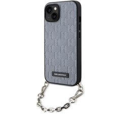 Karl Lagerfeld KLHCP14SSACKLHPG iPhone 14 6.1" ezüst keménytok Saffiano monogramos lánccal tok és táska