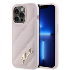 Karl Lagerfeld KLHCP14XPQDSMGP Diagonal Quilted Script tok iPhone 14 Pro Max - rózsaszín tok és táska