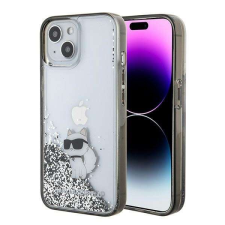 Karl Lagerfeld KLHCP15SLKCNSK iPhone 15 6.1&quot; átlátszó keménytok folyékony csillogó Choupette tok és táska