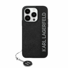 Karl Lagerfeld KLHCP15SPSAKDGCK Saffiano Rhinestones &amp; Charm tok iPhone 15/14/13 - fekete tok és táska