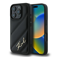 Karl Lagerfeld KLHCP16LPQDSMGK Quilted Signature keménytok iPhone 16 Pro - fekete tok és táska