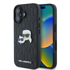 Karl Lagerfeld KLHCP16SPGKLKCPK Monogram Karl&Chaoupette Head Pin keménytok iPhone 16 - fekete tok és táska