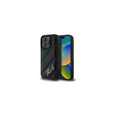 Karl Lagerfeld KLHCP16XPQDSMGK Quilted Signature keménytok iPhone 16 Pro Max - fekete tok és táska