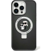 Karl Lagerfeld KLHMP15SHMRSKCK IPhone 15 6.1" Fekete/fekete Keményházas Gyűrűs Állvány Karl&Choup (KF001801)