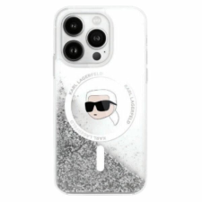 Karl Lagerfeld KLHMP16SLGKISGH Liquid Glitter Karl Head MagSafe-kompatibilis keménytok iPhone 16 - átlátszó tok és táska