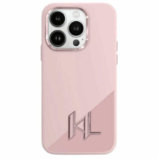 Karl Lagerfeld KLHMP16SSCMKMPCP Silicone Shadow Metal Initial MagSafe-kompatibilis keménytok iPhone 16 - rózsaszín tok és táska
