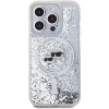 Karl Lagerfeld Liquid Glitter Karl and Choupette Heads iPhone 15 Pro Max MagSafe átlátszó tok