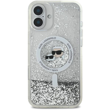 Karl Lagerfeld Liquid Glitter Karl and Choupette Heads iPhone 16 átlátszó MagSafe tok tok és táska