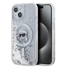Karl Lagerfeld Liquid Glitter Karl Head MagSafe tok iPhone 15 készülékhez, átlátszó tok és táska