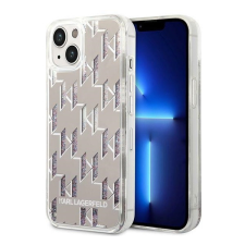 Karl Lagerfeld Liquid Glitter Monogram Apple iPhone 14 Plus hátlap tok, ezüst tok és táska