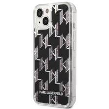 Karl Lagerfeld Liquid Glitter Monogram Apple iPhone 14 Plus hátlap tok fekete tok és táska