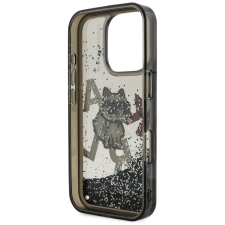 Karl Lagerfeld Liquid Glitter Scattered Choupette tok iPhone 16 Pro fekete-átlátszó (KLHCP16LLCHSCTDK) tok és táska
