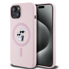 Karl Lagerfeld Liquid Silicone Karl and Choupette MagSafe iPhone 15 Pink tok tok és táska