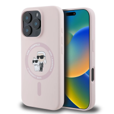 Karl Lagerfeld Liquid Silicone MagSafe tok iPhone 16 Pro Karl and Choupette rózsaszín tok és táska