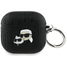 Karl Lagerfeld Monogram Karl &amp; Choupette Head Apple AirPods 4 tok, fekete fülhallgató, fejhallgató tok