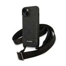 Karl Lagerfeld Monogram Plaque Logo Strap Apple iPhone 14 hátlap tok, fekete tok és táska