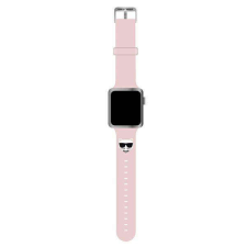 Karl Lagerfeld óraszíj KLAWLSLCP Apple Watch 42/44/45/49mm rózsaszín szíj szilikon Choupette fejek okosóra kellék