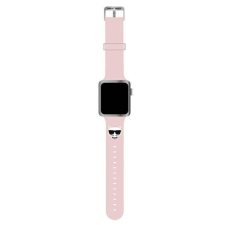 Karl Lagerfeld óraszíj KLAWLSLCP Apple Watch 42/44/45mm rózsaszín szilikon szíj Choupette fej okosóra kellék