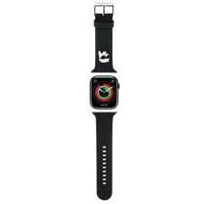 Karl Lagerfeld óraszíj KLAWMSLKNK Apple Watch 38/40/41mm fekete szíj 3D gumiból Karl fej tok okosóra kellék