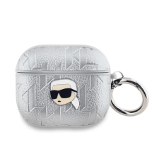 Karl Lagerfeld PU domborított Karl Head tok AirPods 3 készülékhez ezüst fülhallgató, fejhallgató tok