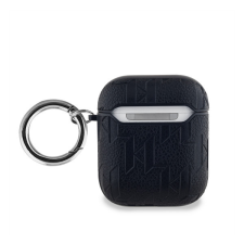 Karl Lagerfeld PU Embossed Choupette Head Apple AirPods 1/2 tok, fekete fülhallgató, fejhallgató tok