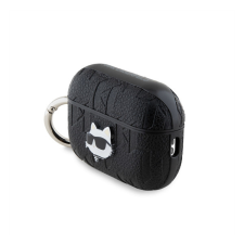Karl Lagerfeld PU Embossed Choupette Head Apple AirPods Pro 2 tok, fekete fülhallgató, fejhallgató tok