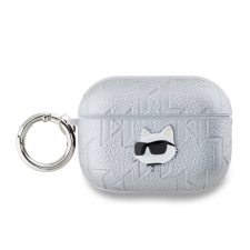 Karl Lagerfeld PU Embossed Choupette Head Case AirPods Pro 2 készülékhez ezüst fülhallgató, fejhallgató tok