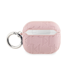 Karl Lagerfeld PU Embossed Karl Head Apple AirPods 3 tok, rózsaszín fülhallgató, fejhallgató tok