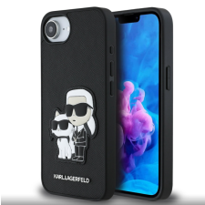Karl Lagerfeld PU Saffiano Karl and Choupette Apple iPhone 16e hátlap tok, fekete tok és táska