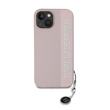 Karl Lagerfeld PU Saffiano Rhinestone Charm Apple iPhone 15 hátlap tok, rózsaszín tok és táska