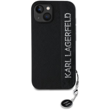 Karl Lagerfeld PU Saffiano Rhinestone Charm iPhone 15 fekete tok tok és táska