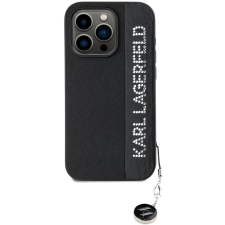 Karl Lagerfeld PU Saffiano Rhinestone Charm iPhone 15 Pro fekete tok (KLHCP15LPSAKDGCK) tok és táska