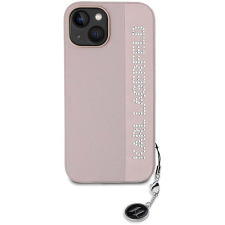 Karl Lagerfeld PU Saffiano Rhinestone Charm iPhone 15 rózsaszín tok tok és táska