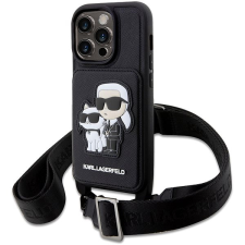 Karl Lagerfeld Saffiano Crossbody Karl and Choupette NFT iPhone 14 Pro tok, fekete tok és táska