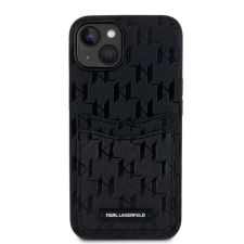 Karl Lagerfeld Saffiano Monogram kártyafoglalat hátlapi borító iPhone 14 Fekete tok és táska
