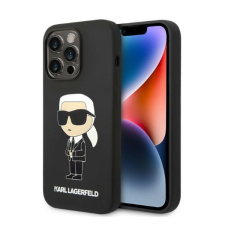 Karl Lagerfeld Silicone Ikonik Apple iPhone 14 Pro Magsafe hátlap tok, fekete tok és táska
