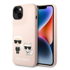 Karl Lagerfeld Silicone Karl &amp; Choupette Apple iPhone 14 Magsafe hátlap tok, halvány rózsaszín