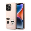 Karl Lagerfeld Silicone Karl &amp; Choupette Apple iPhone 14 Pro Magsafe hátlap tok, halvány rózsaszín